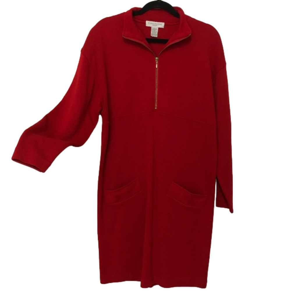Evan-Picone Red Dress Long Sleeve Zip
